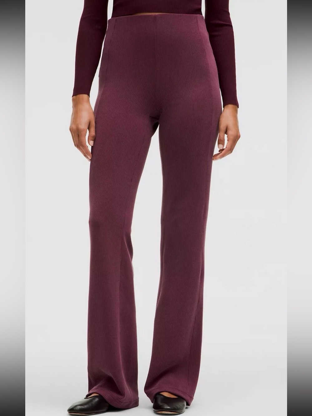 Lululemon Ribbed Softstreme Flare Pants - burgundy